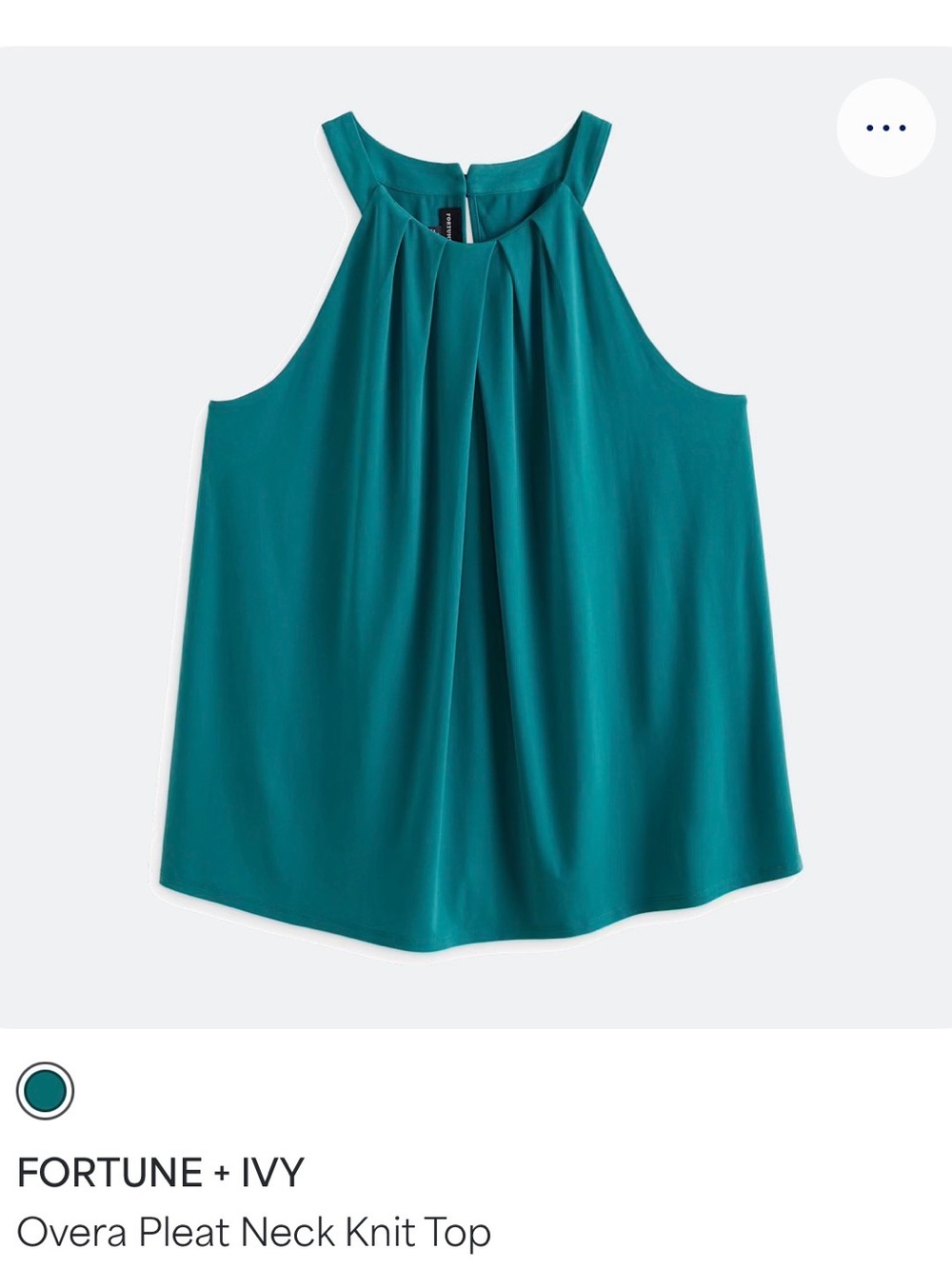 Fortune + Ivy Teal Pleated Halter Knit Tank